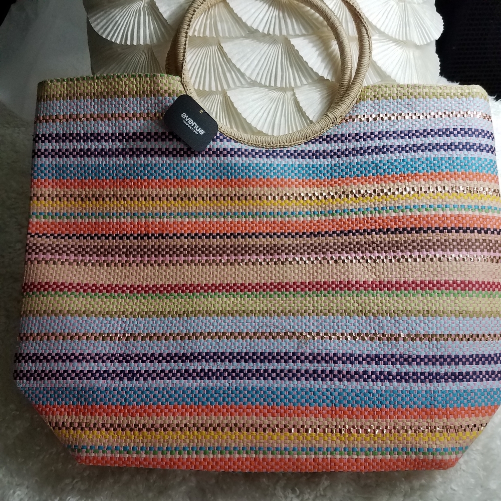 New Avenue Bright Multicolored Straw Tote - Picture 8 of 8